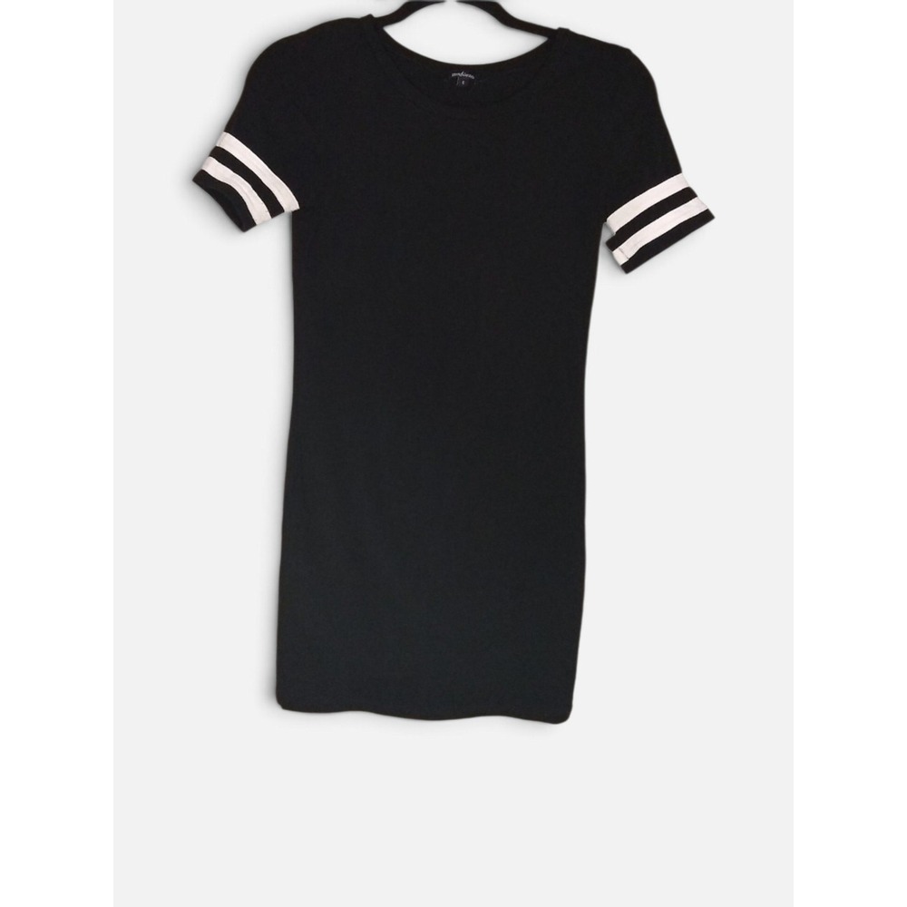 Ambiance Y2K Black Sporty Tee Shirt Dress Comfy Casual Collegiate